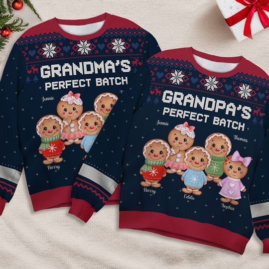 Grandma's Perfect Batch - Family Personalized Custom Ugly Sweatshirt - Christmas Gift For Grandma, Grandparents - Image 6