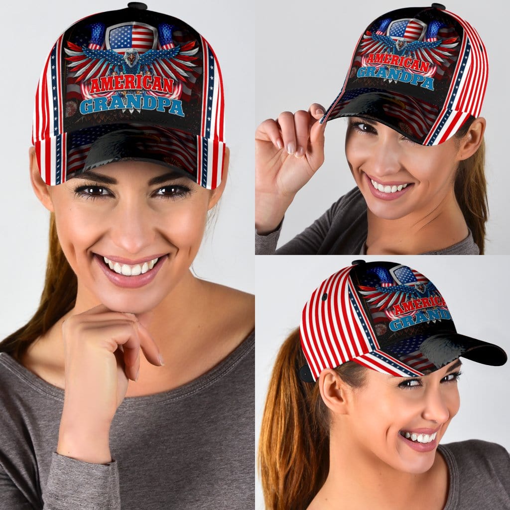 Grandpa Baseball Cap Grandpa Eagle Flag Classic Hat Trucker Hats Custom Hats Gifts For Men & Women