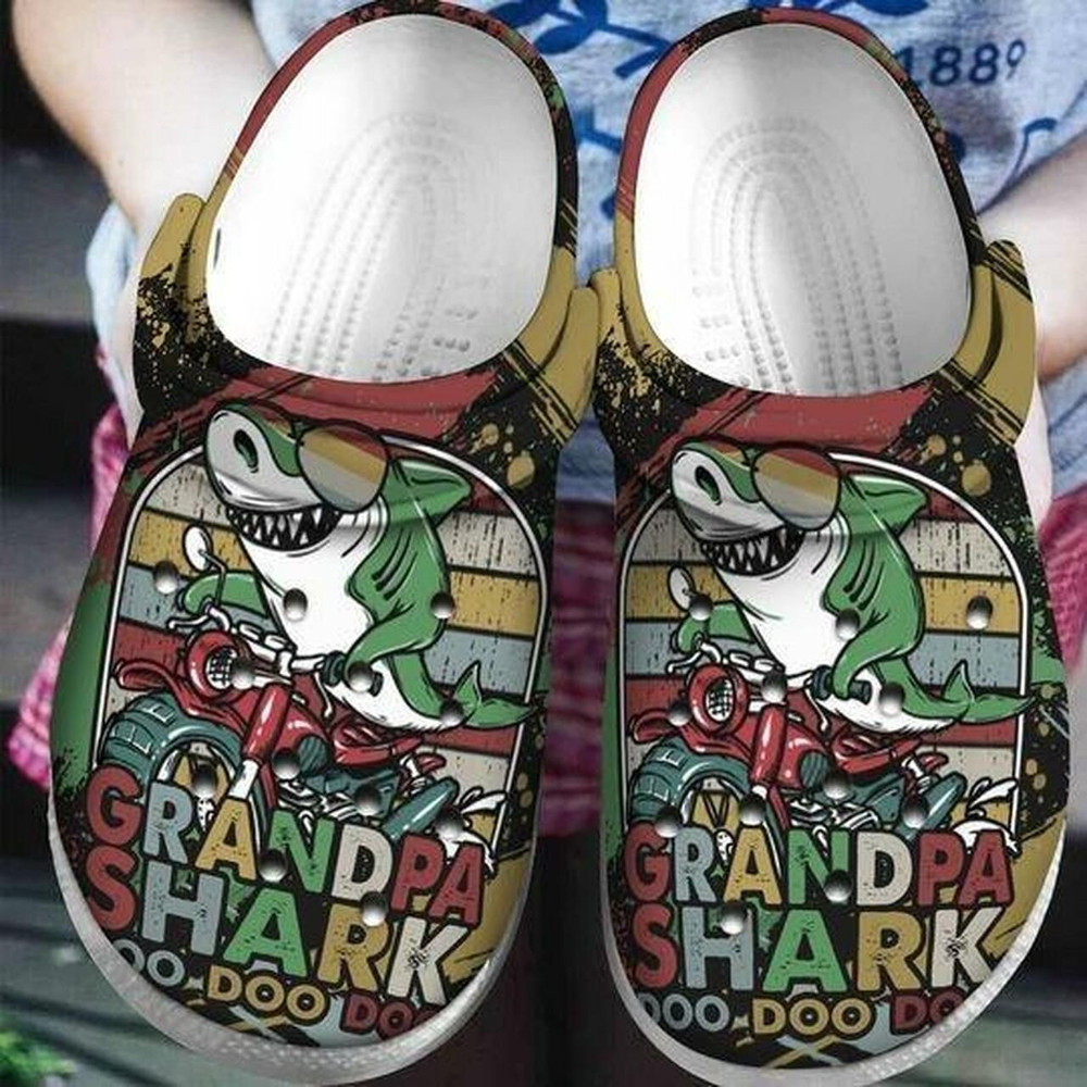 Grandpa Shark Motobyce Personalized 3 Gift For Lover Rubber clog Shoes Comfy Footwear