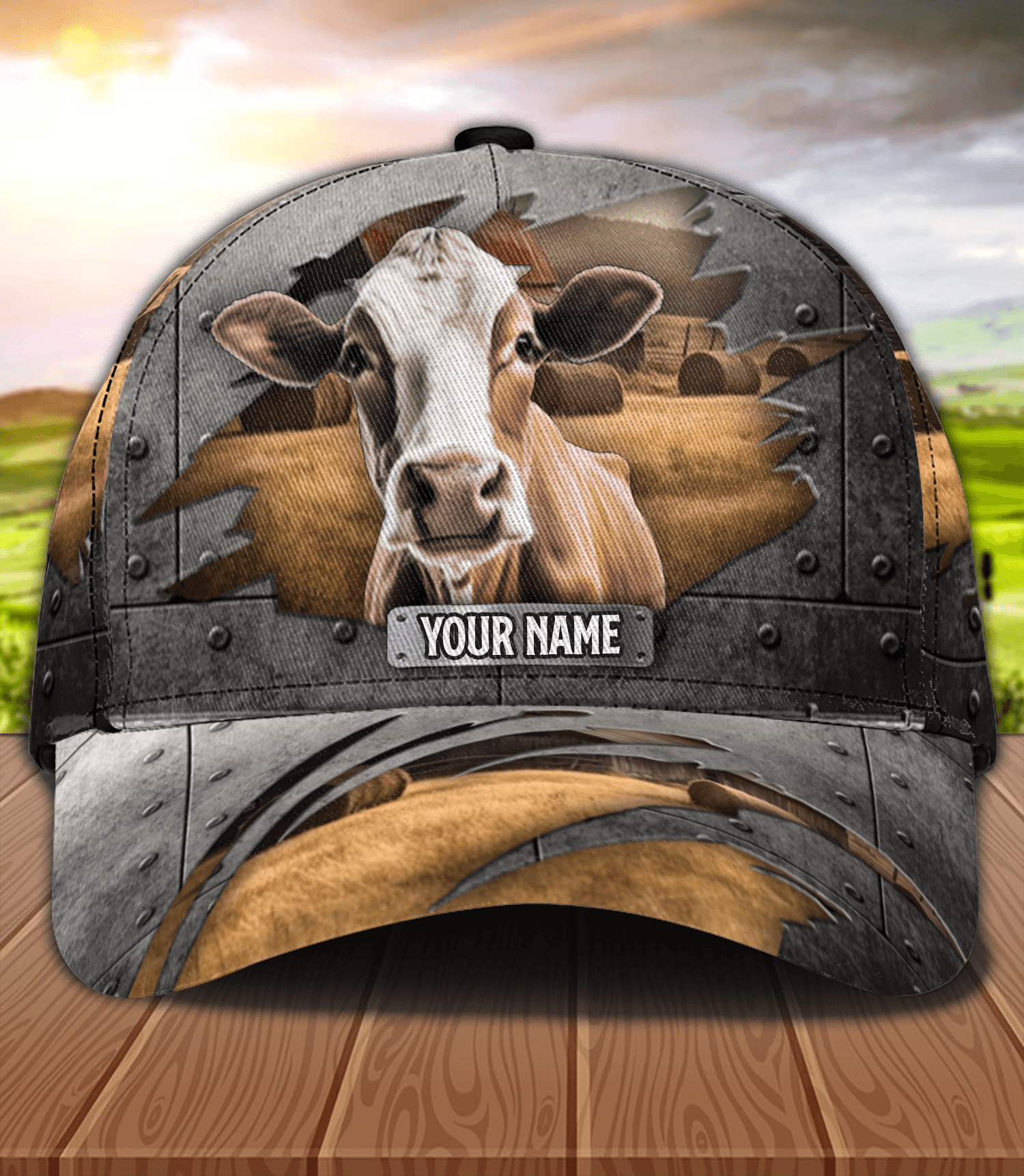 Grassland Cow Personalized Classic Cap, Personalized Gift For Farmers, Cow Lovers, Chicken Lovers Trucker Hats Custom Hats Gifts For Men & Women