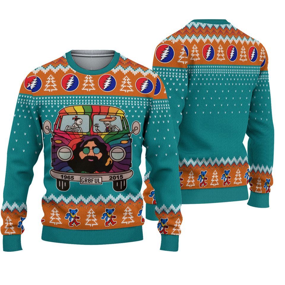 Grateful Bear Bus Ugly Christmas Sweater