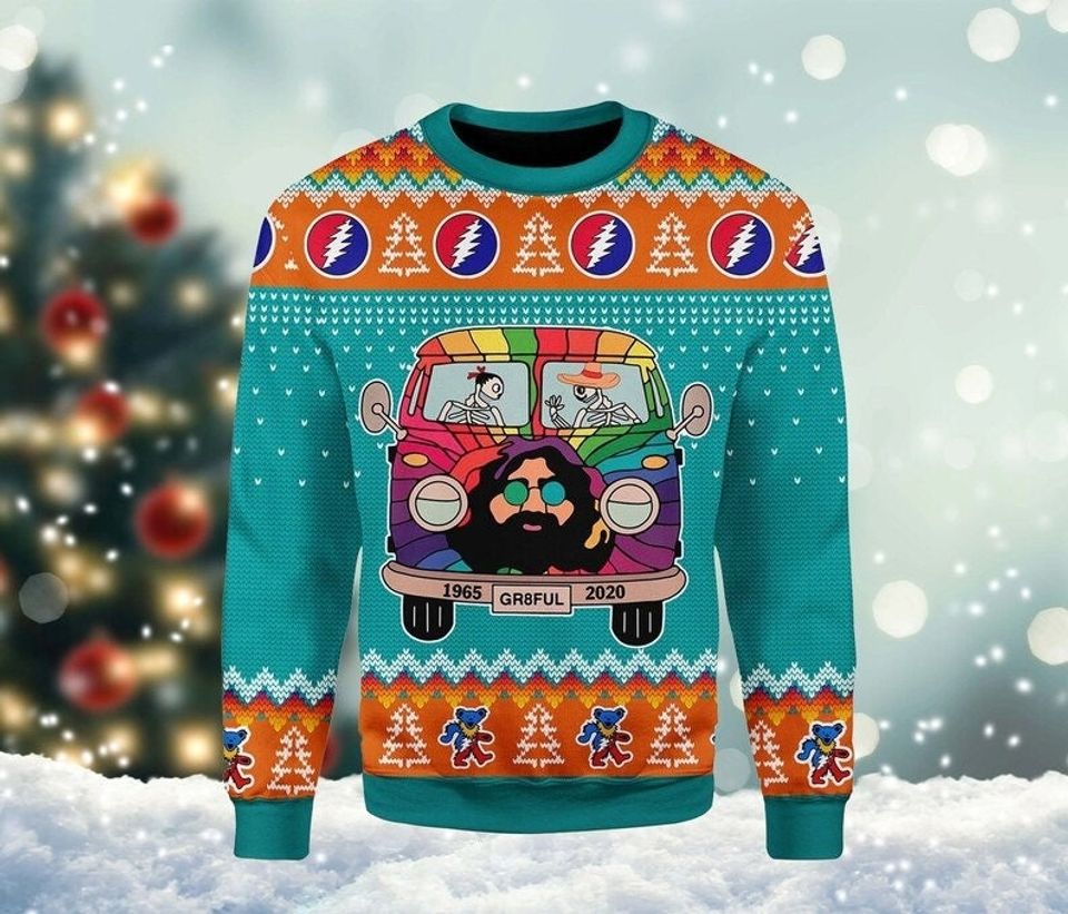 Grateful Bear Bus Ugly Christmas Sweater
