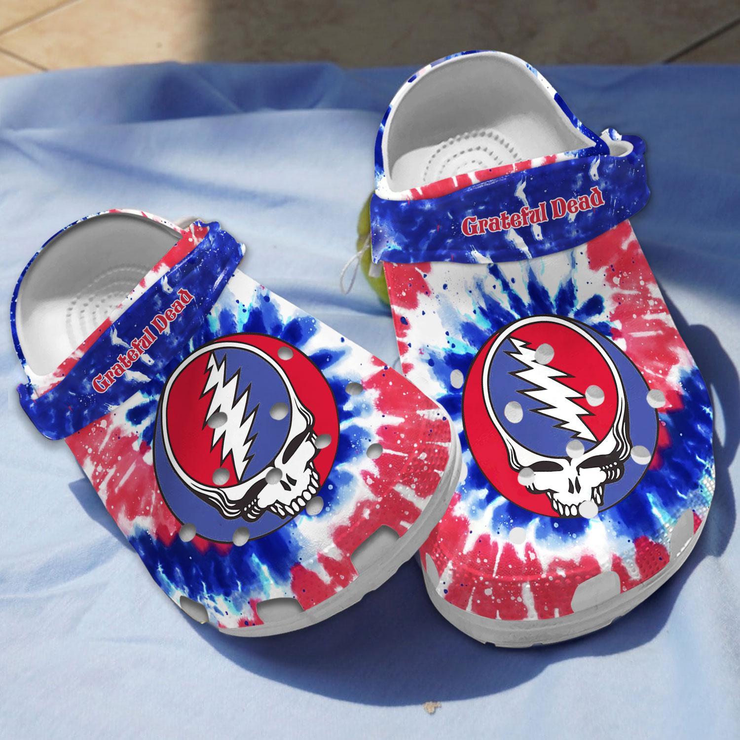 Grateful Dead Music Crocs Crocband Clogs Shoes Comfortable For Men Women and Kids