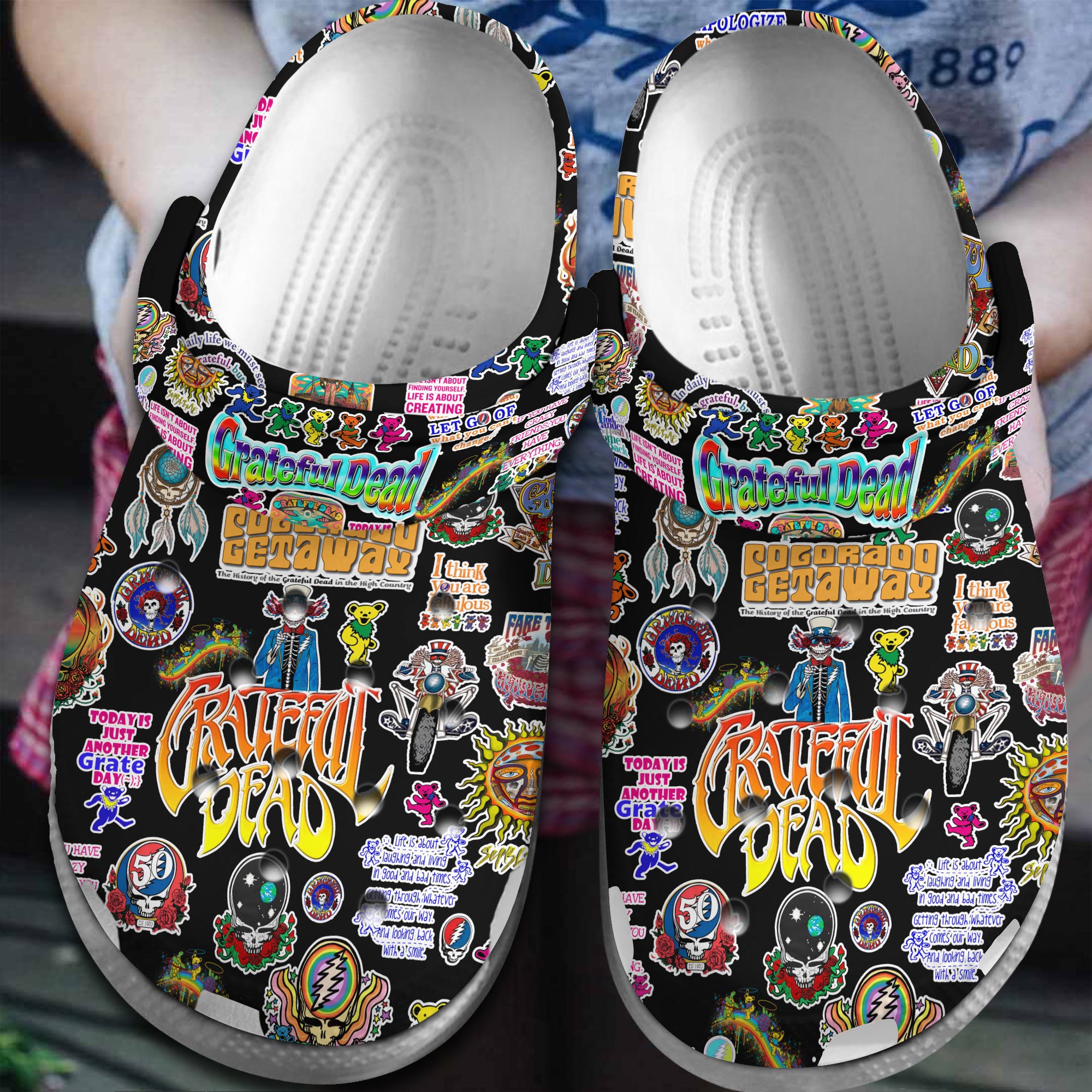 Grateful Dead Music Crocs Crocband Clogs Shoes Comfortable For Men Women and Kids