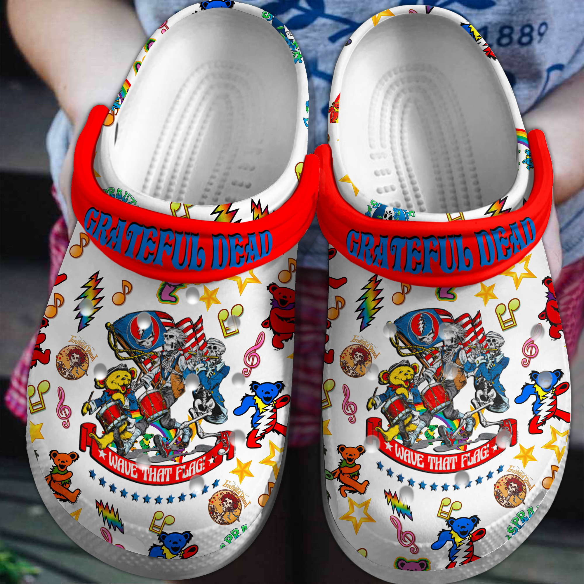 Grateful Dead Music Crocs Crocband Clogs Shoes Comfortable For Men Women and Kids