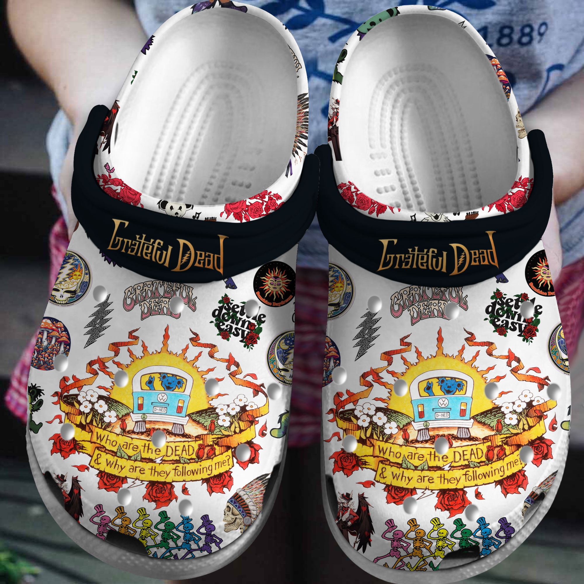 Grateful Dead Music Crocs Crocband Clogs Shoes Comfortable For Men Women and Kids