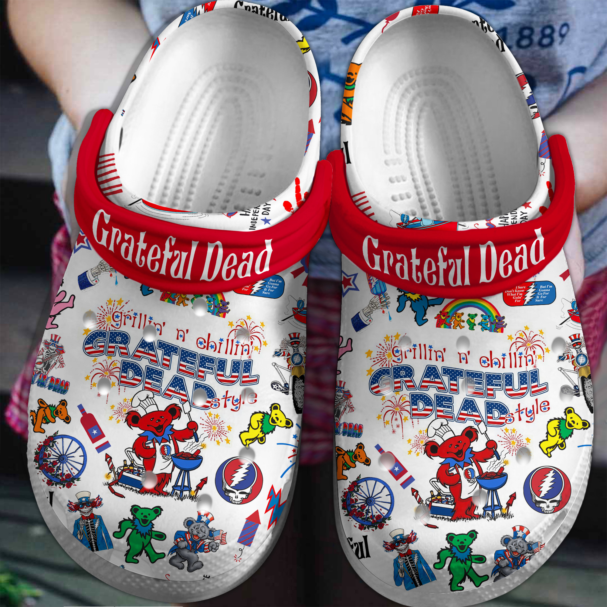 Grateful Dead Music Crocs Crocband Clogs Shoes Comfortable For Men Women and Kids