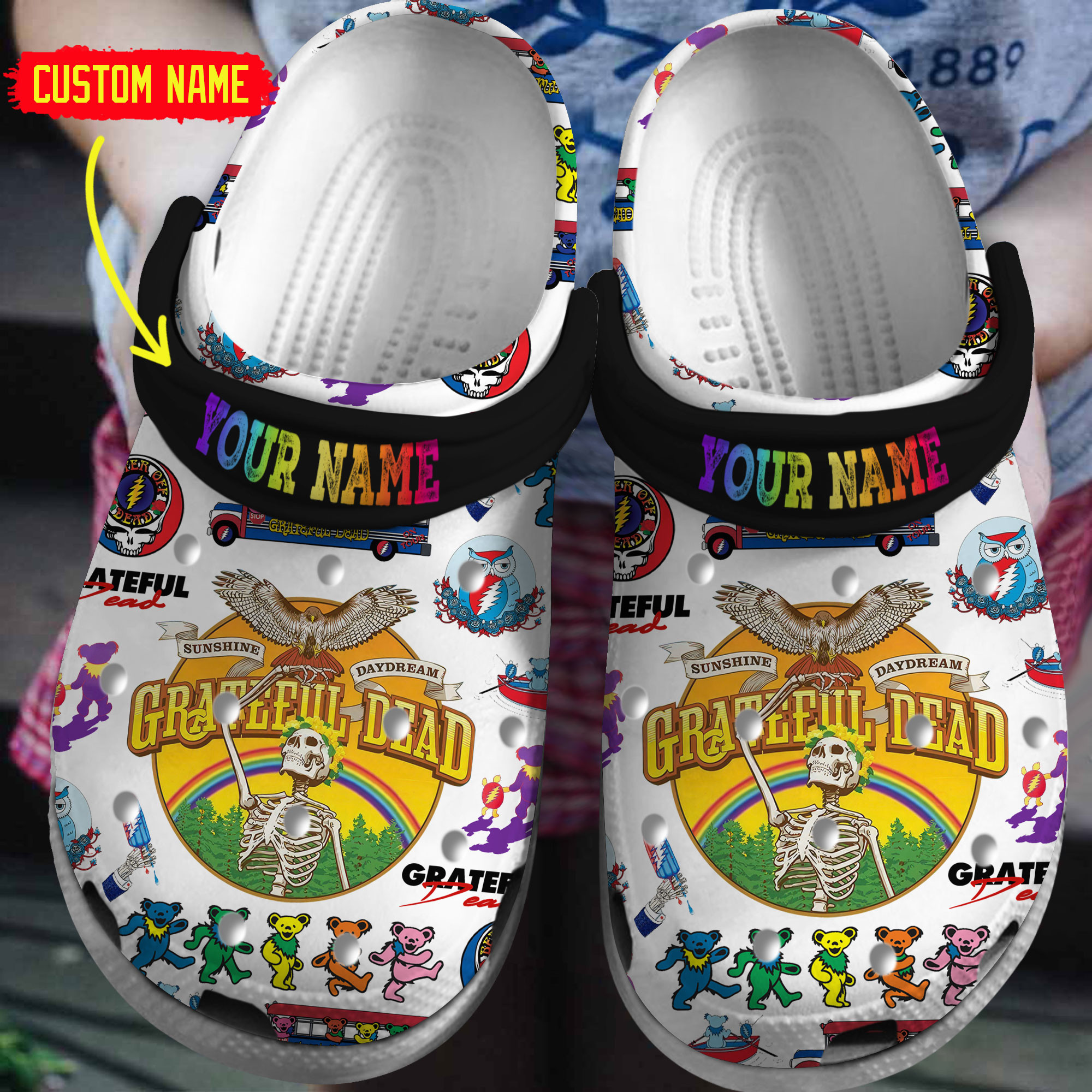 Grateful Dead Music Crocs Crocband Clogs Shoes Comfortable For Men Women and Kids