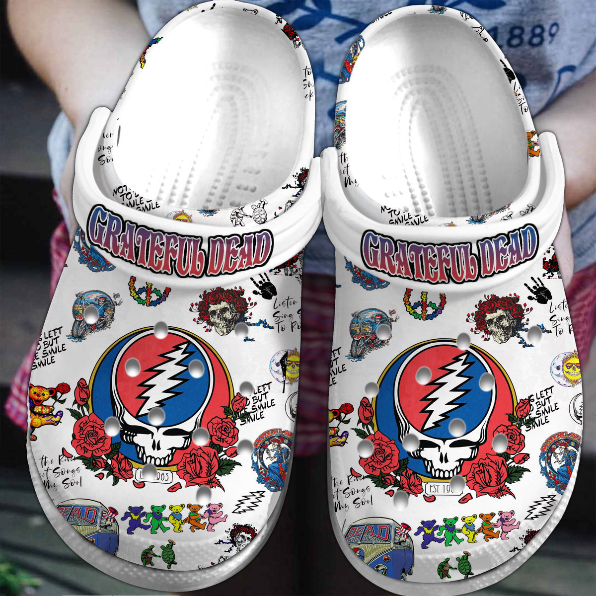 Grateful Dead Music Crocs Crocband Clogs Shoes Comfortable For Men Women and Kids