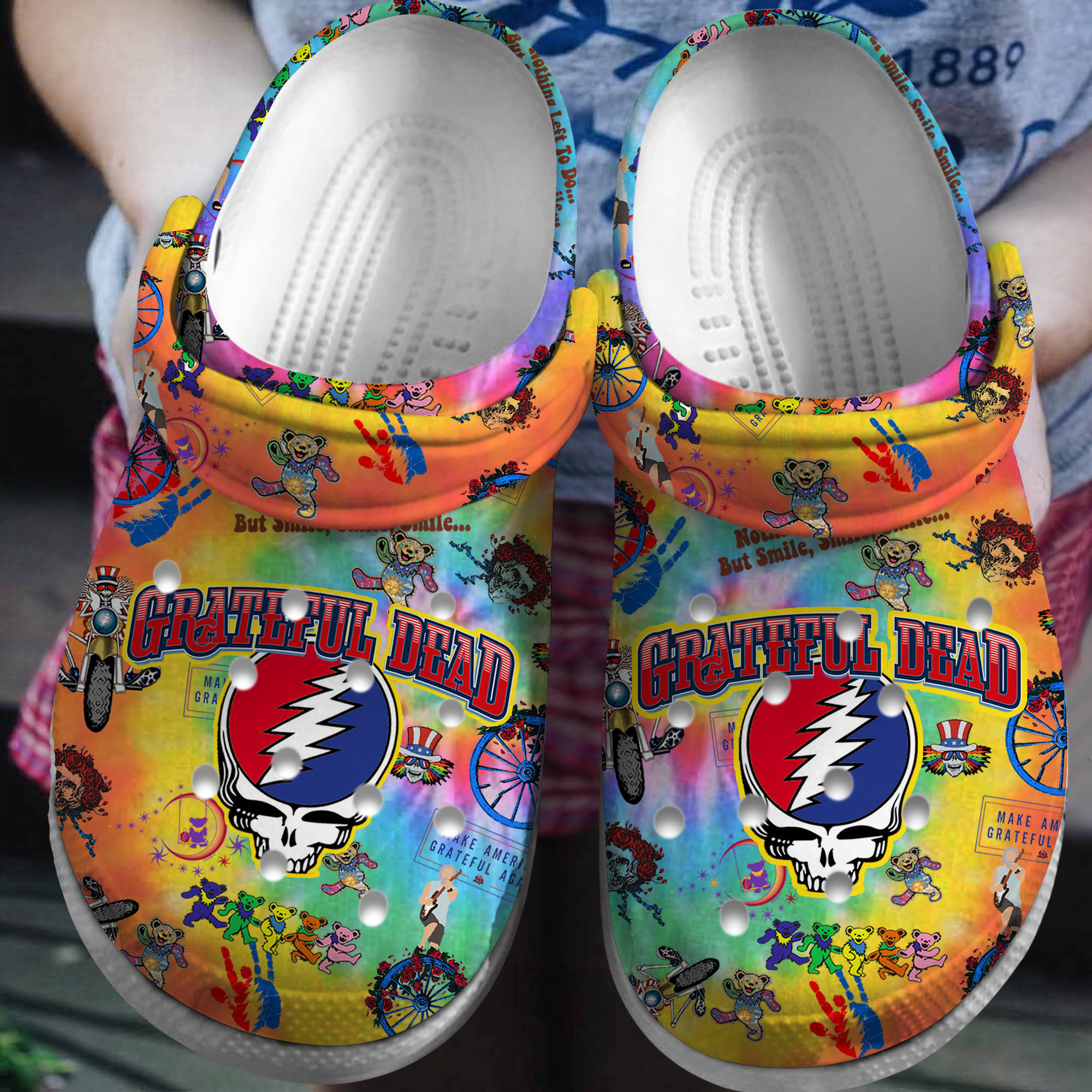 Grateful Dead Music Crocs Crocband Clogs Shoes Comfortable For Men Women and Kids
