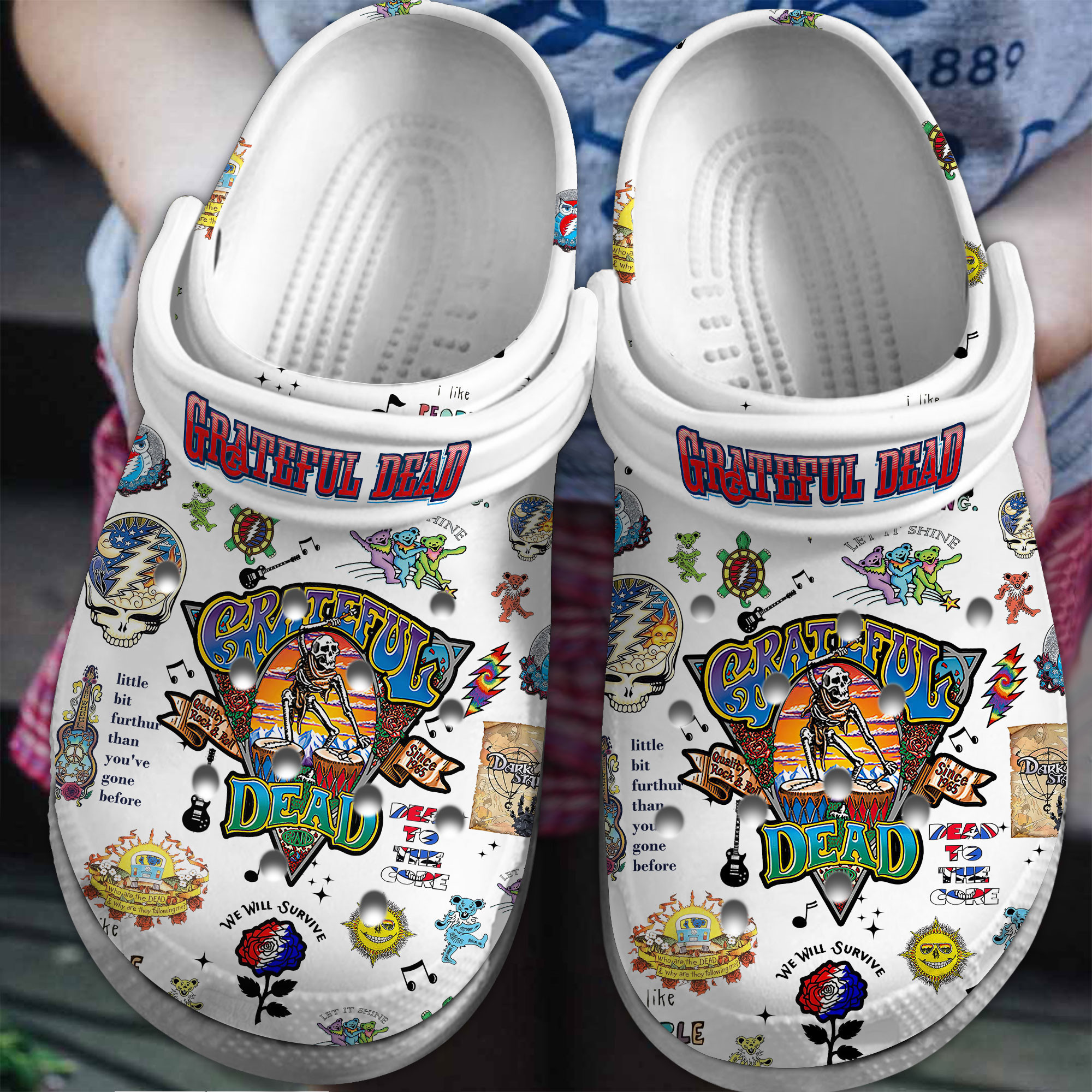 Grateful Dead Music Crocs Crocband Clogs Shoes Comfortable For Men Women and Kids