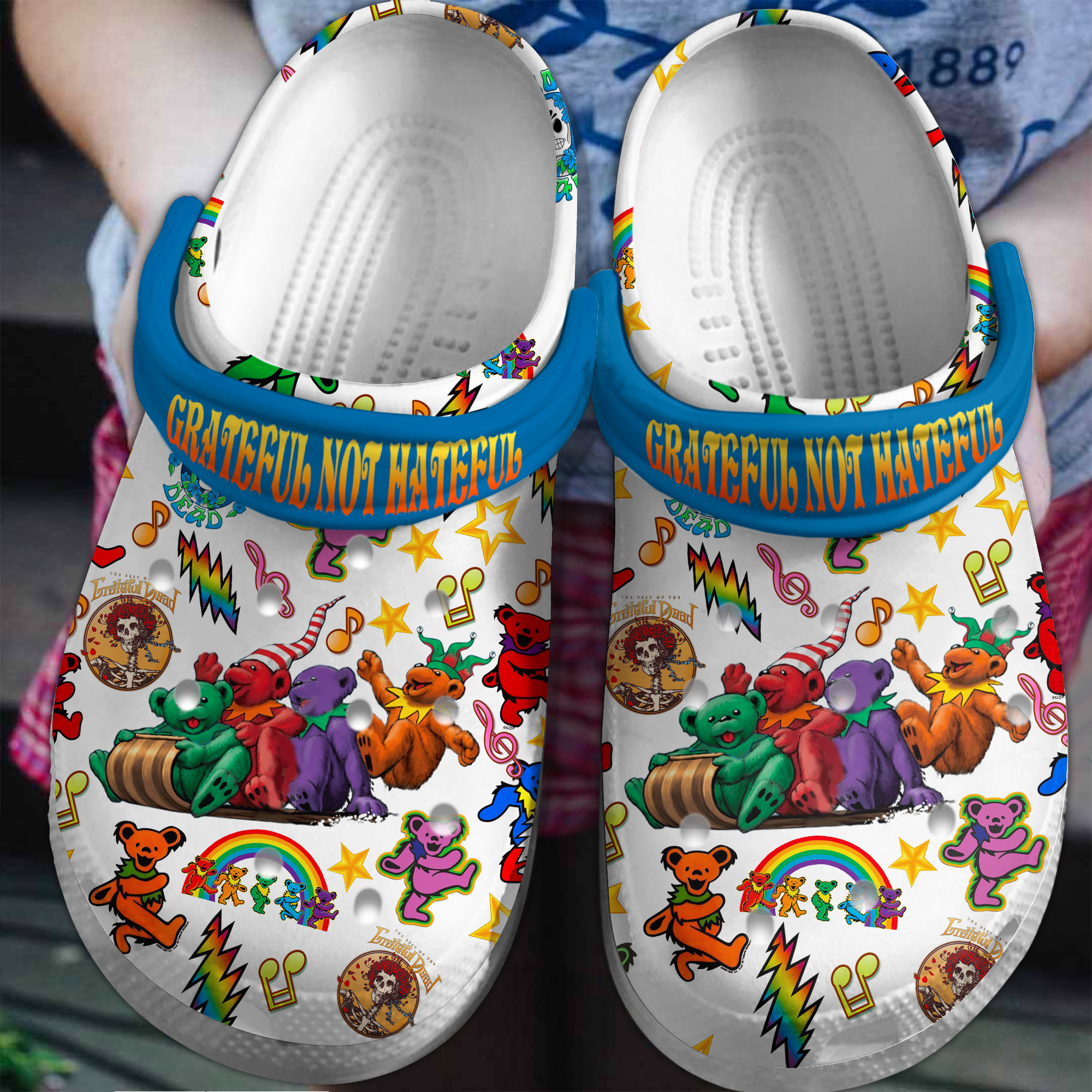 Grateful Dead Music Crocs Crocband Clogs Shoes Comfortable For Men Women and Kids
