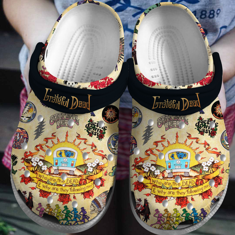 Grateful Dead Music Crocs Crocband Clogs Shoes Comfortable For Men Women and Kids