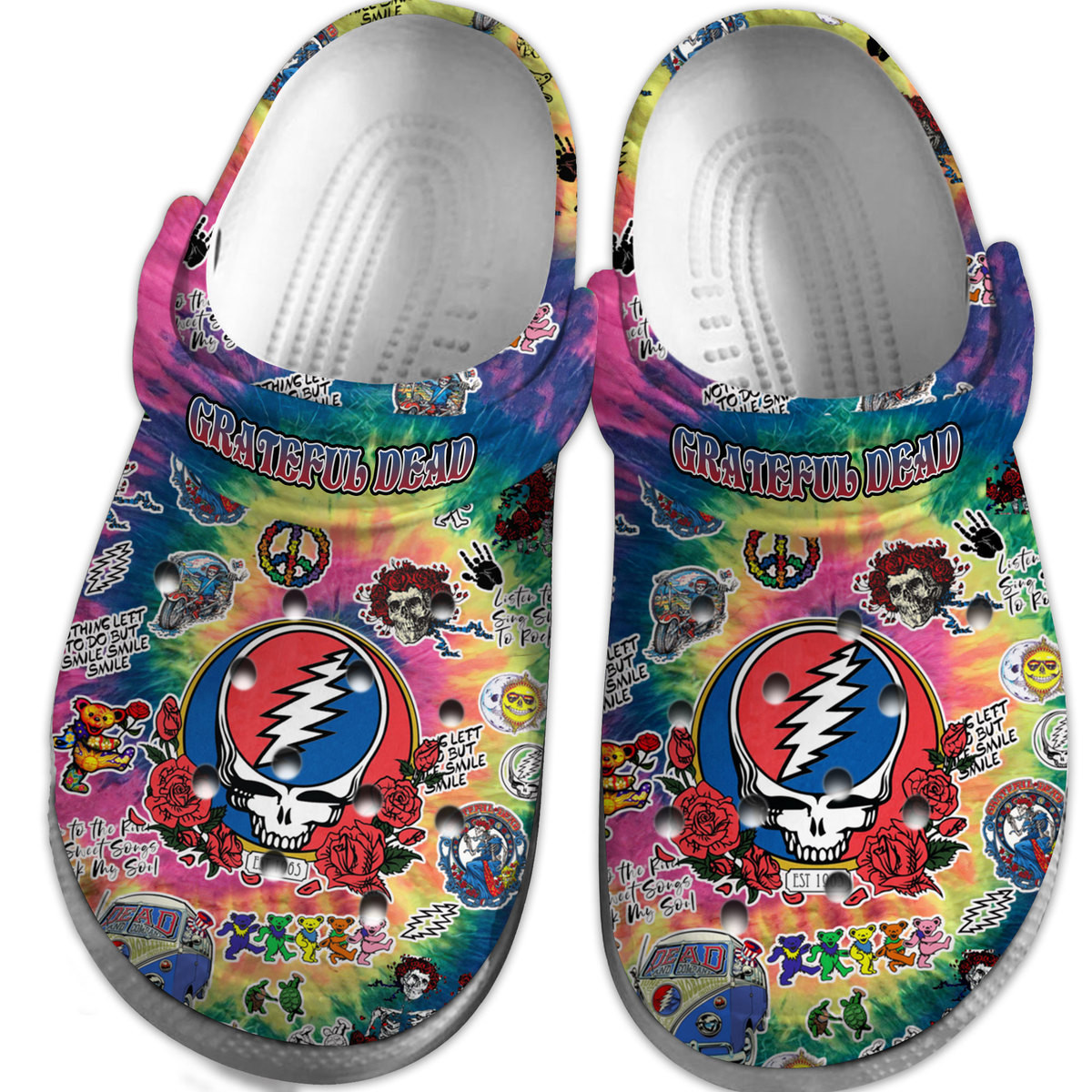 Grateful Dead Music Crocs Crocband Clogs Shoes Comfortable For Men Women and Kids