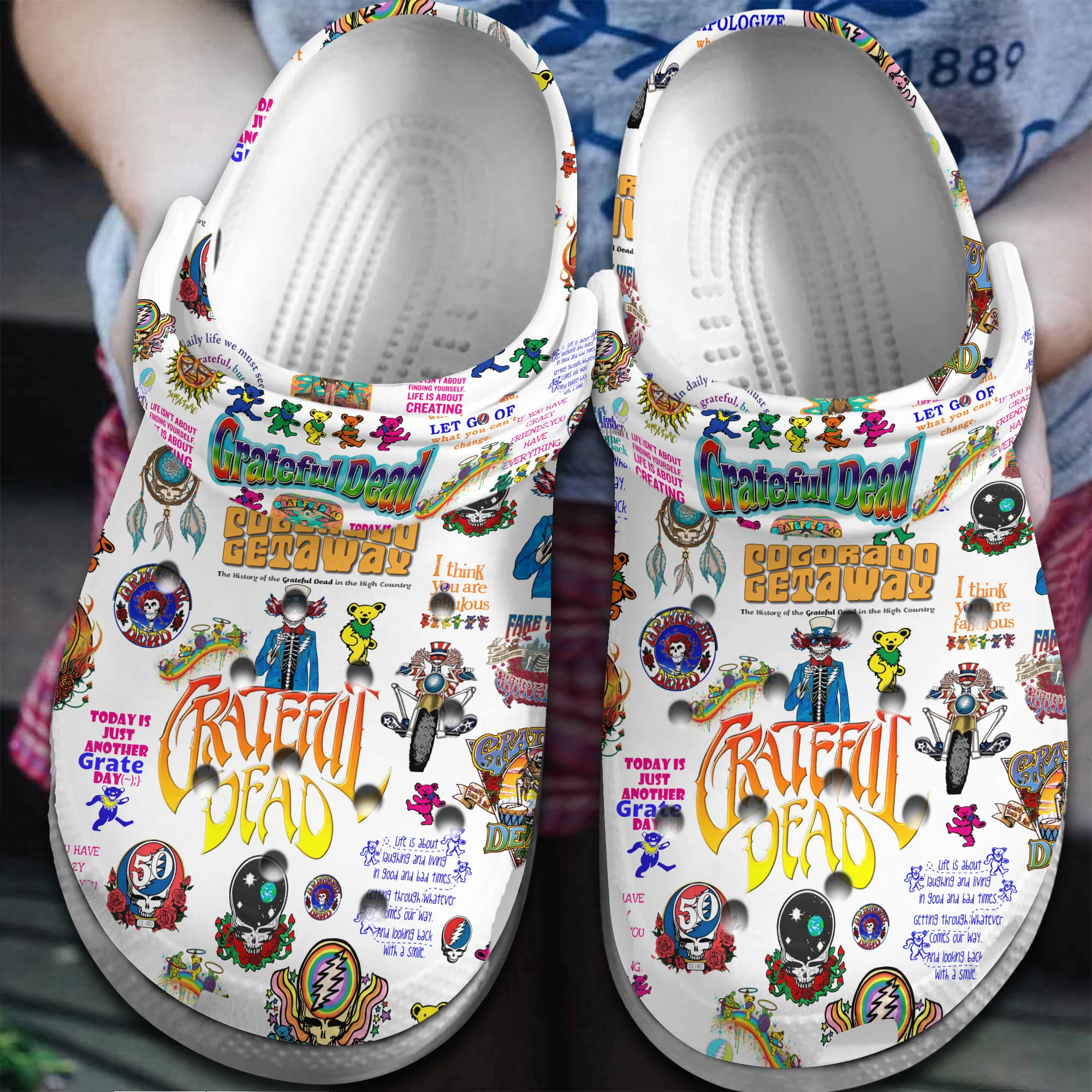 Grateful Dead Music Crocs Crocband Clogs Shoes Comfortable For Men Women and Kids