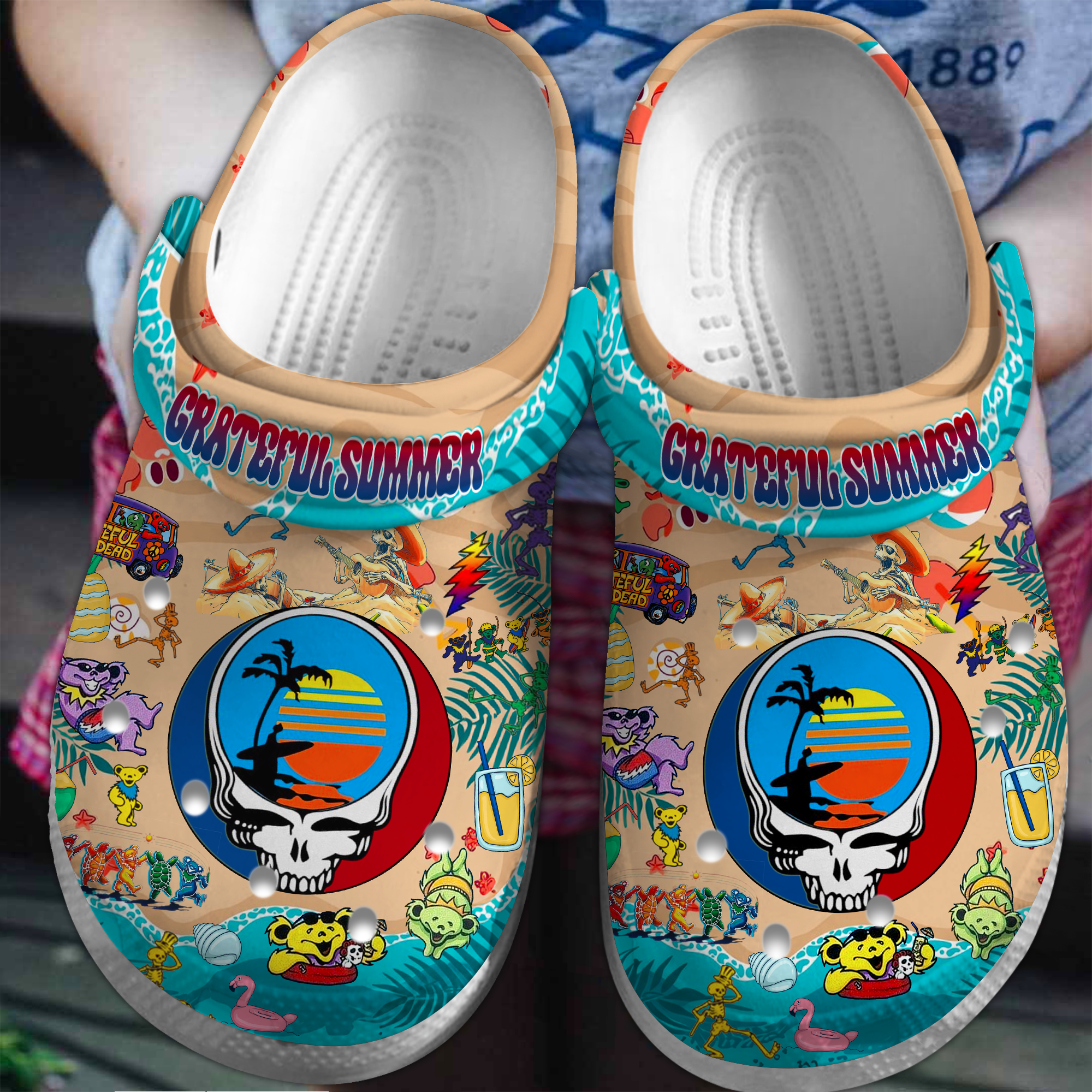 Grateful Dead Music Crocs Crocband Clogs Shoes Comfortable For Men Women and Kids