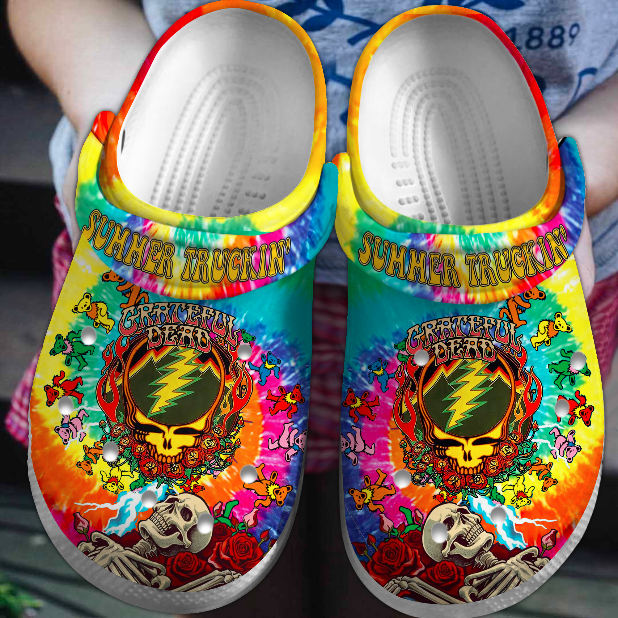 Grateful Dead Music Crocs Crocband Clogs Shoes Comfortable For Men Women and Kids