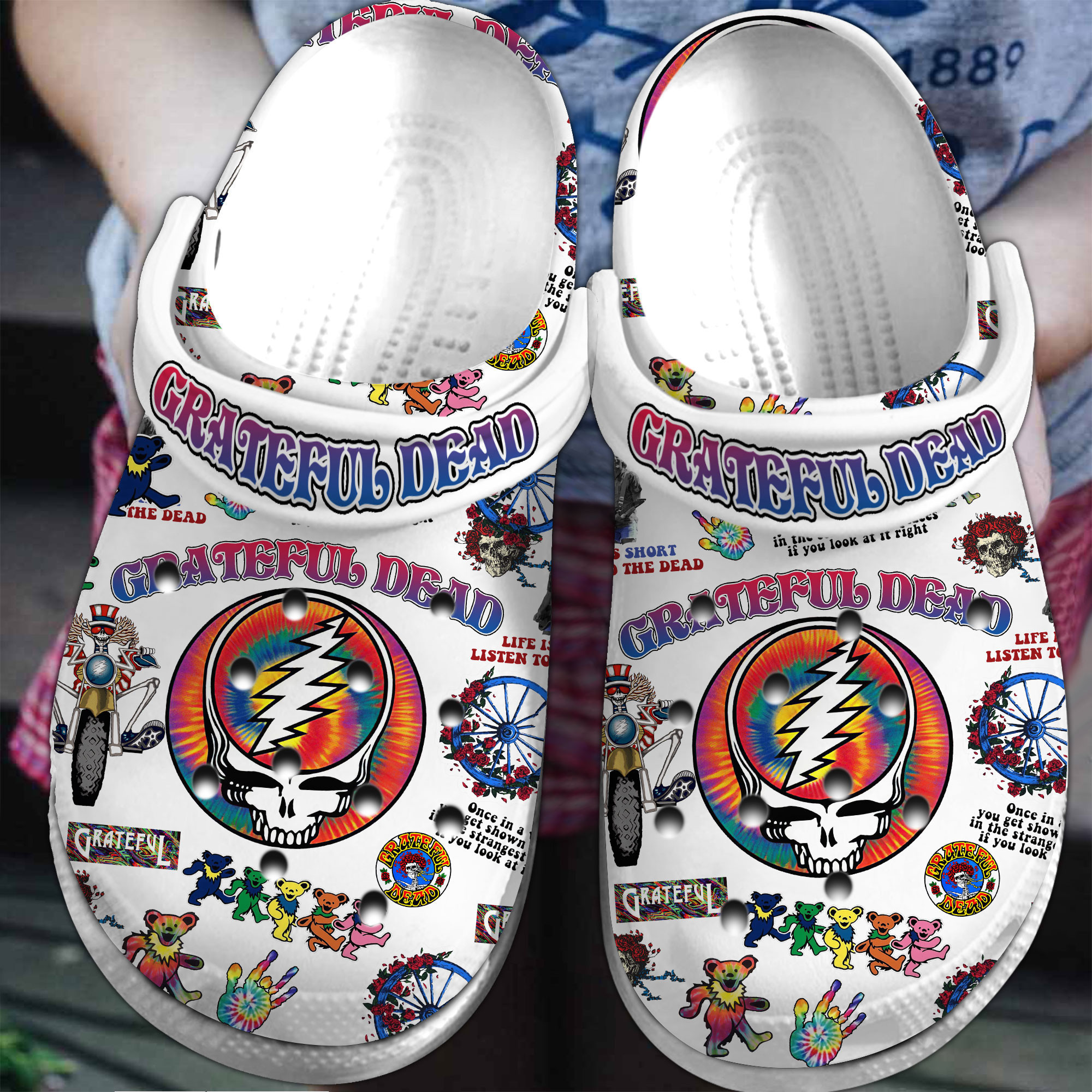 Grateful Dead Music Crocs Crocband Clogs Shoes Comfortable For Men Women and Kids