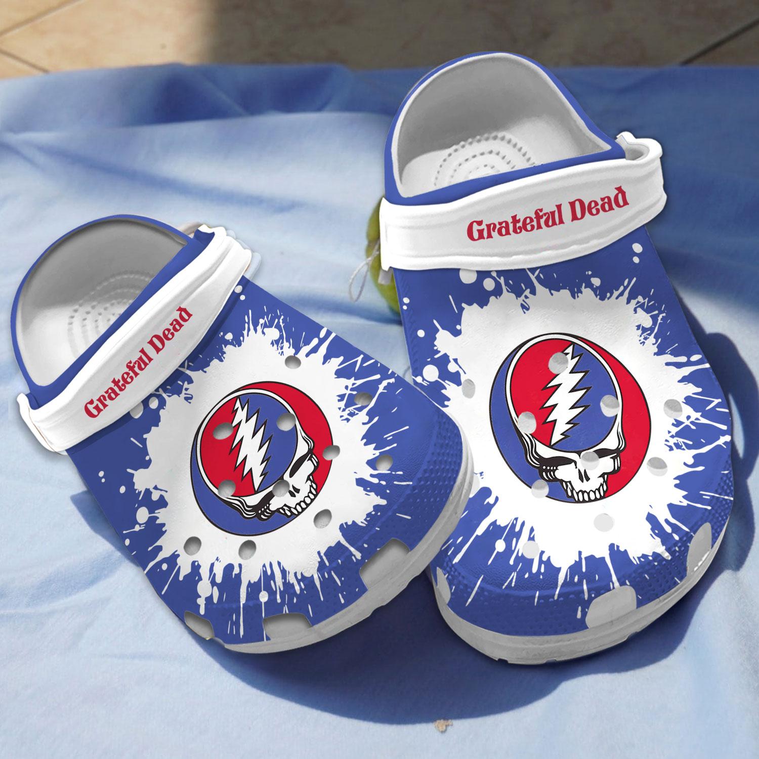 Grateful Dead Music Crocs Crocband Clogs Shoes Comfortable For Men Women and Kids