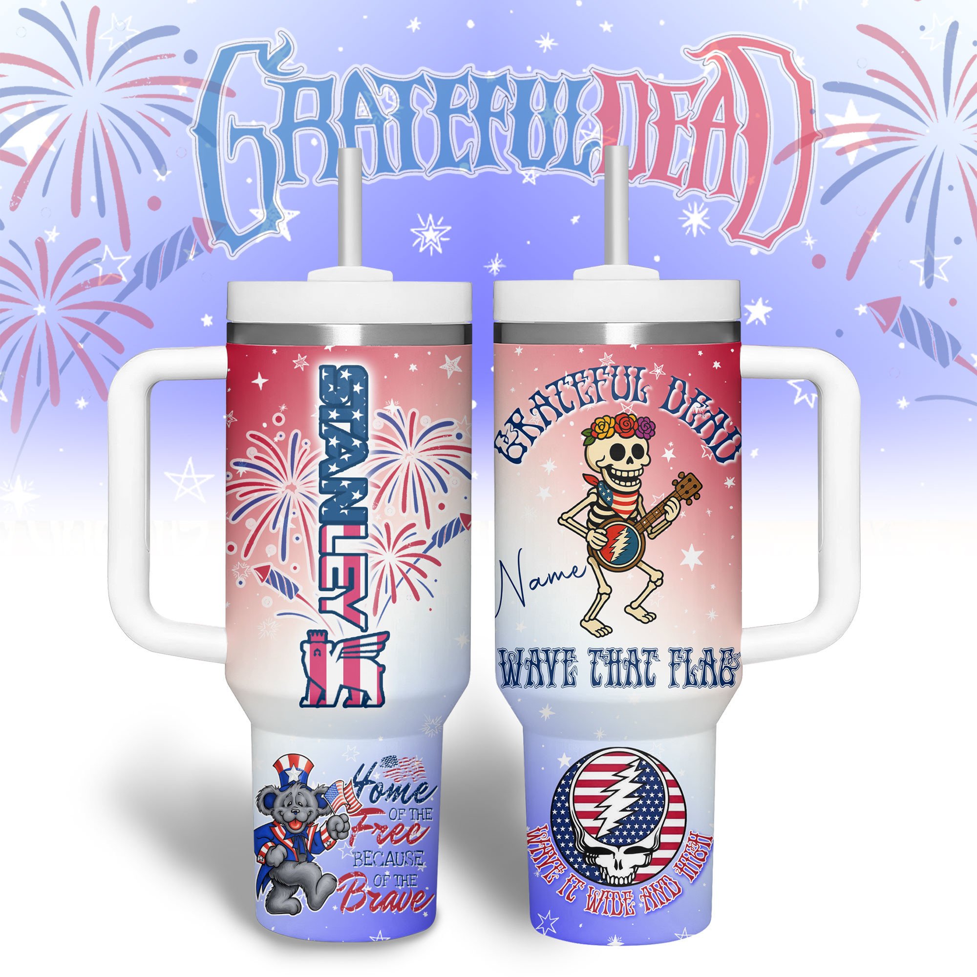 Grateful Dead Music Custom Stanley Cup 40 oz 30 oz Tumbler With HandleTVC2301181