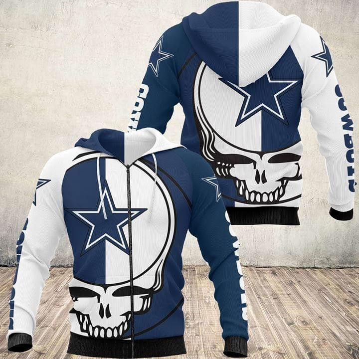 Grateful Dead Skull Dallas Cowboys 3D All Over Print Hoodie, Zip Hoodie