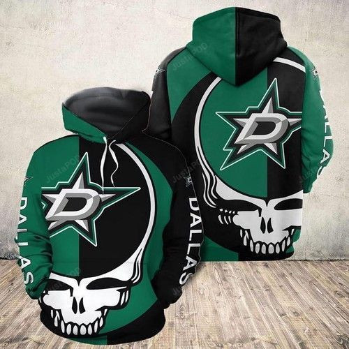 Grateful Dead Skull Dallas Stars 3D All Over Print Hoodie, Zip Hoodie