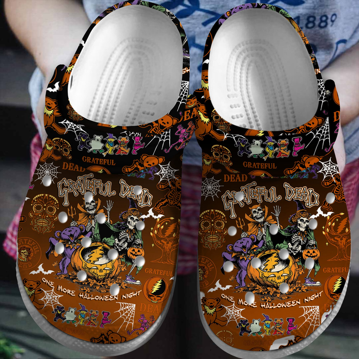 Grateful Dead x Halloween Crocs Crocband Clogs Shoes Comfortable For Men Women and Kids