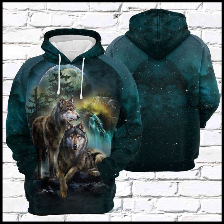 Gray Wolf Couple 3D All Over Print Hoodie, Zip Hoodie