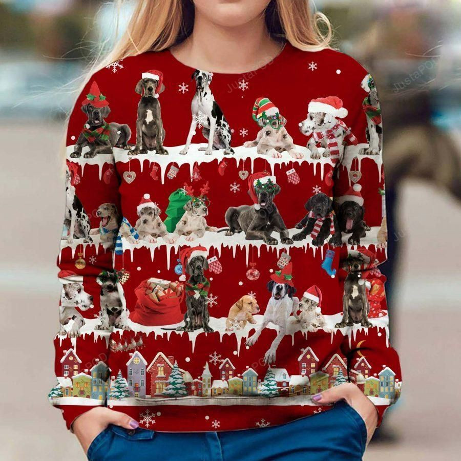 Great Dane Dog Ugly Christmas Sweater Adult 3D Funny Matching for family