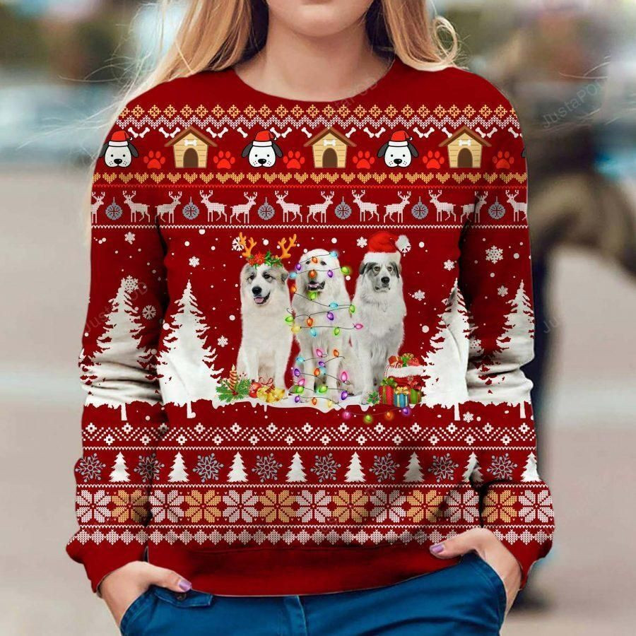 Great Pyrenees Dog Ugly Christmas Sweater Adult 3D Funny Matching for family