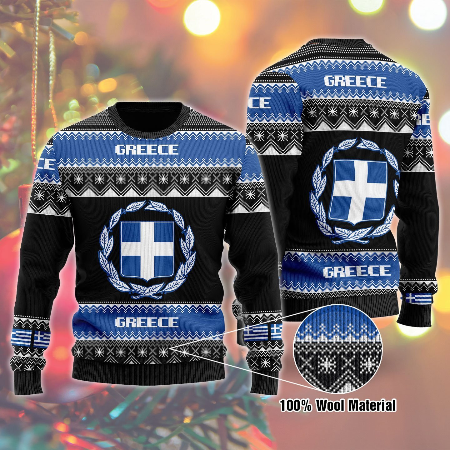 Greece Ugly Christmas Sweater Adult 3D Funny Matching for family