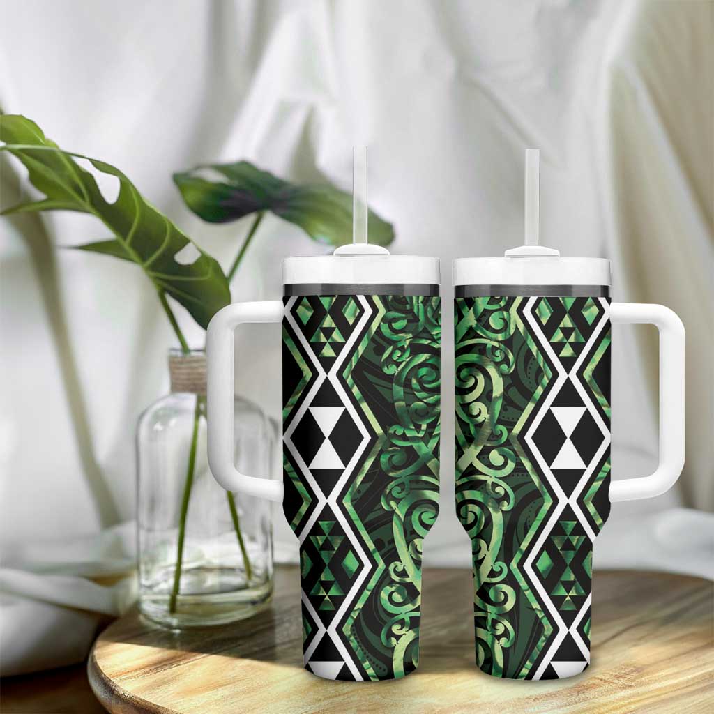 Green Aotearoa Taniko Motifs With Paua Shell Kowhaiwhai Custom Stanley Cup 40 oz 30 oz Tumbler With HandleTVC2301389 - Image 9