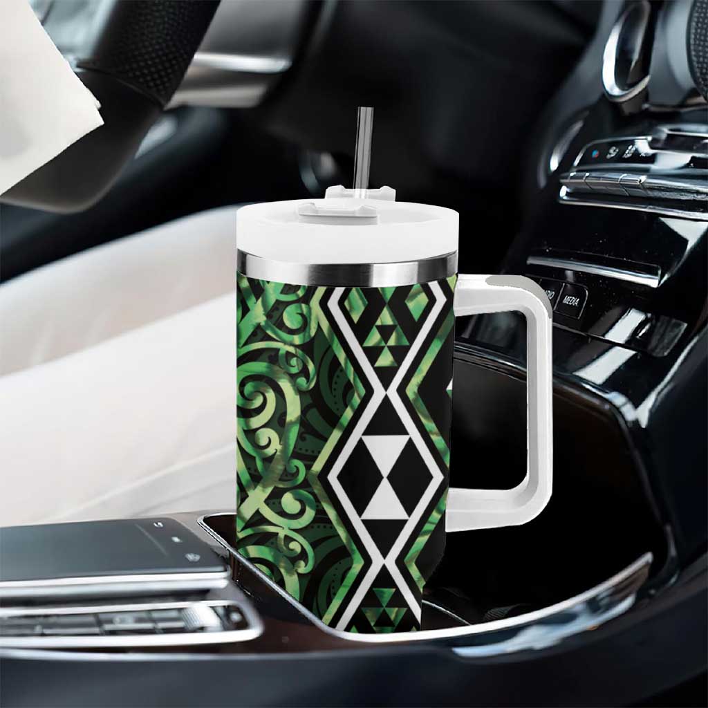 Green Aotearoa Taniko Motifs With Paua Shell Kowhaiwhai Custom Stanley Cup 40 oz 30 oz Tumbler With HandleTVC2301389 - Image 8