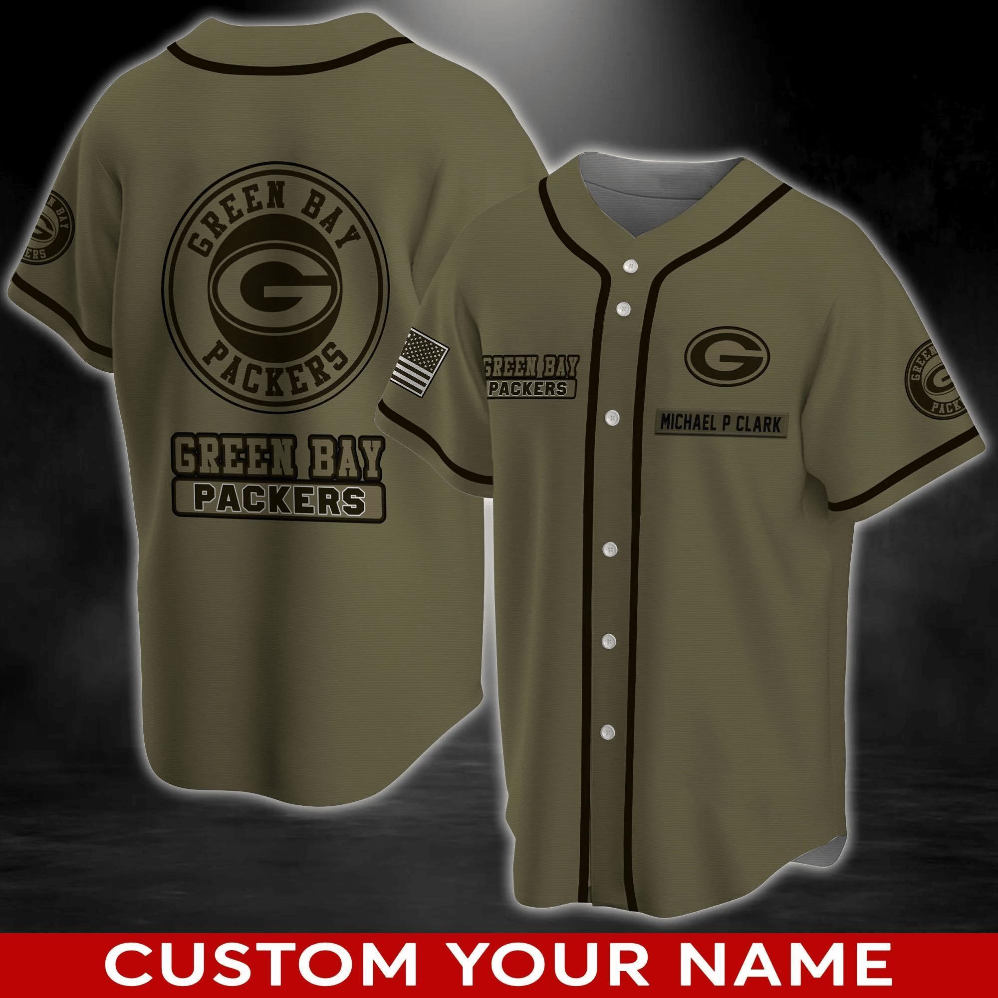 Green Bay Packers Custom Baseball Jersey Shirt – Personalized NLF Sportswear