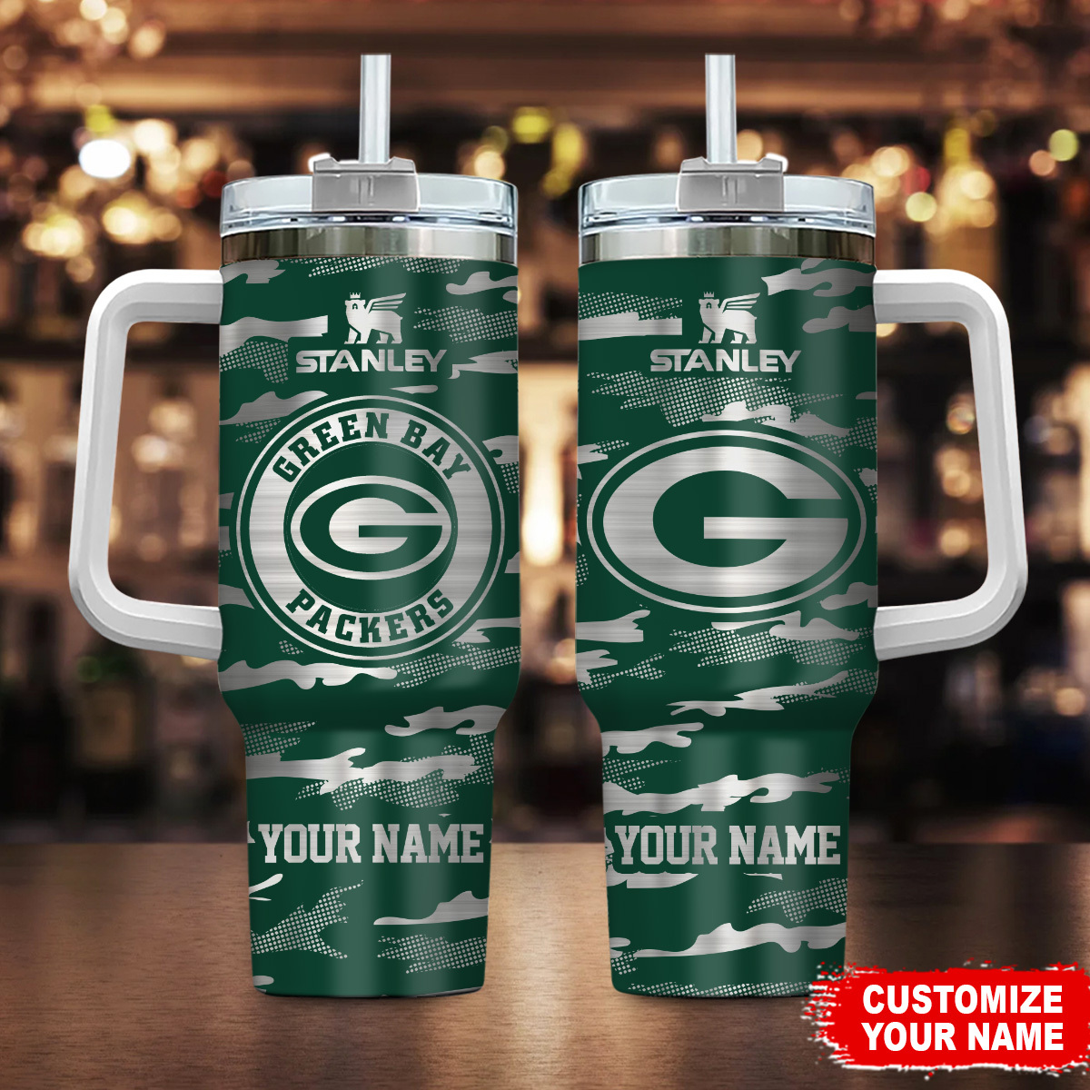 Green Bay Packers NFL Camo Pattern Custom Stanley Cup 40 oz 30 oz Tumbler With HandleTVC230198