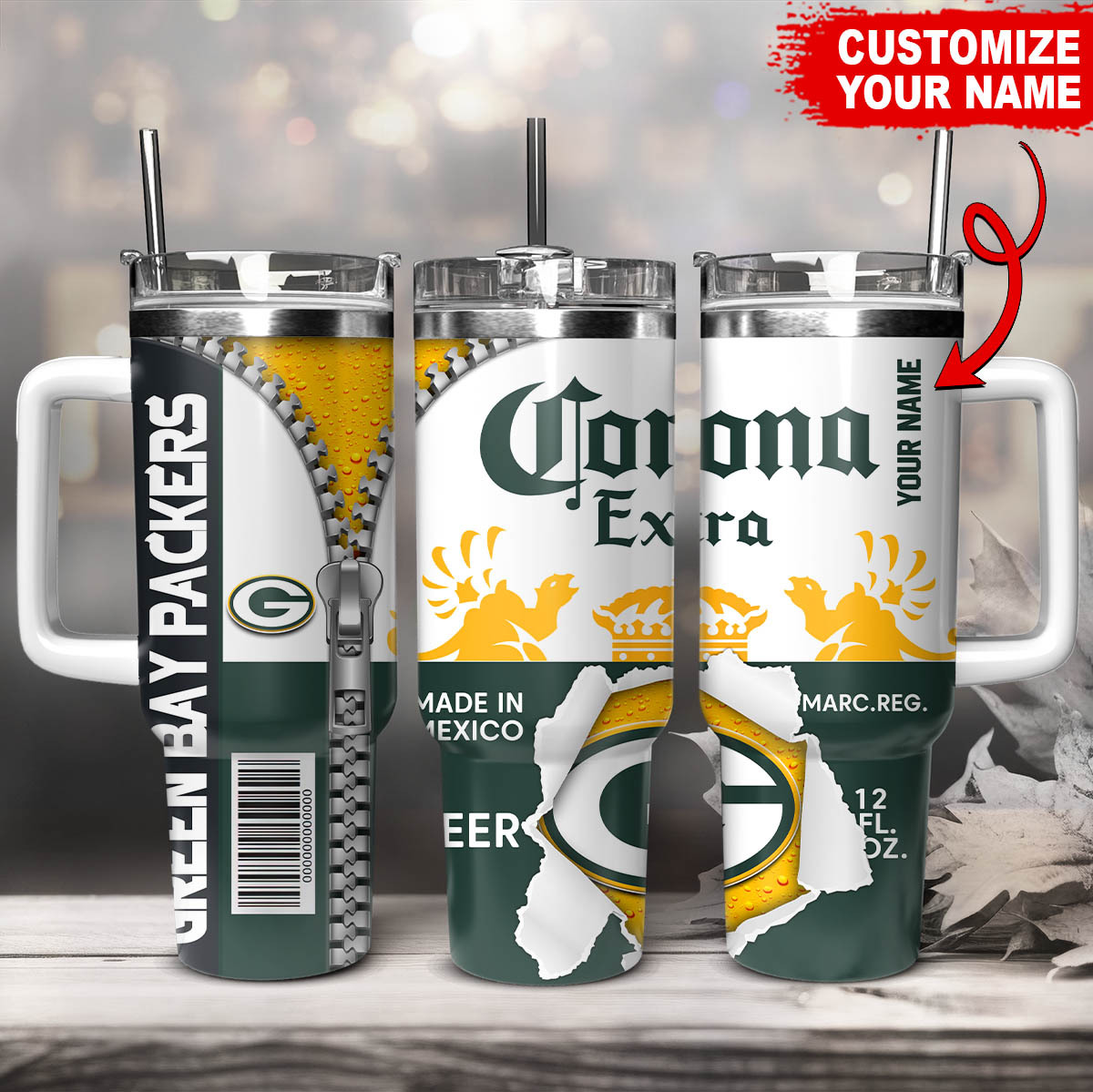 Green Bay Packers NFL Corona Extra Custom Stanley Cup 40 oz 30 oz Tumbler With HandleTVC230169