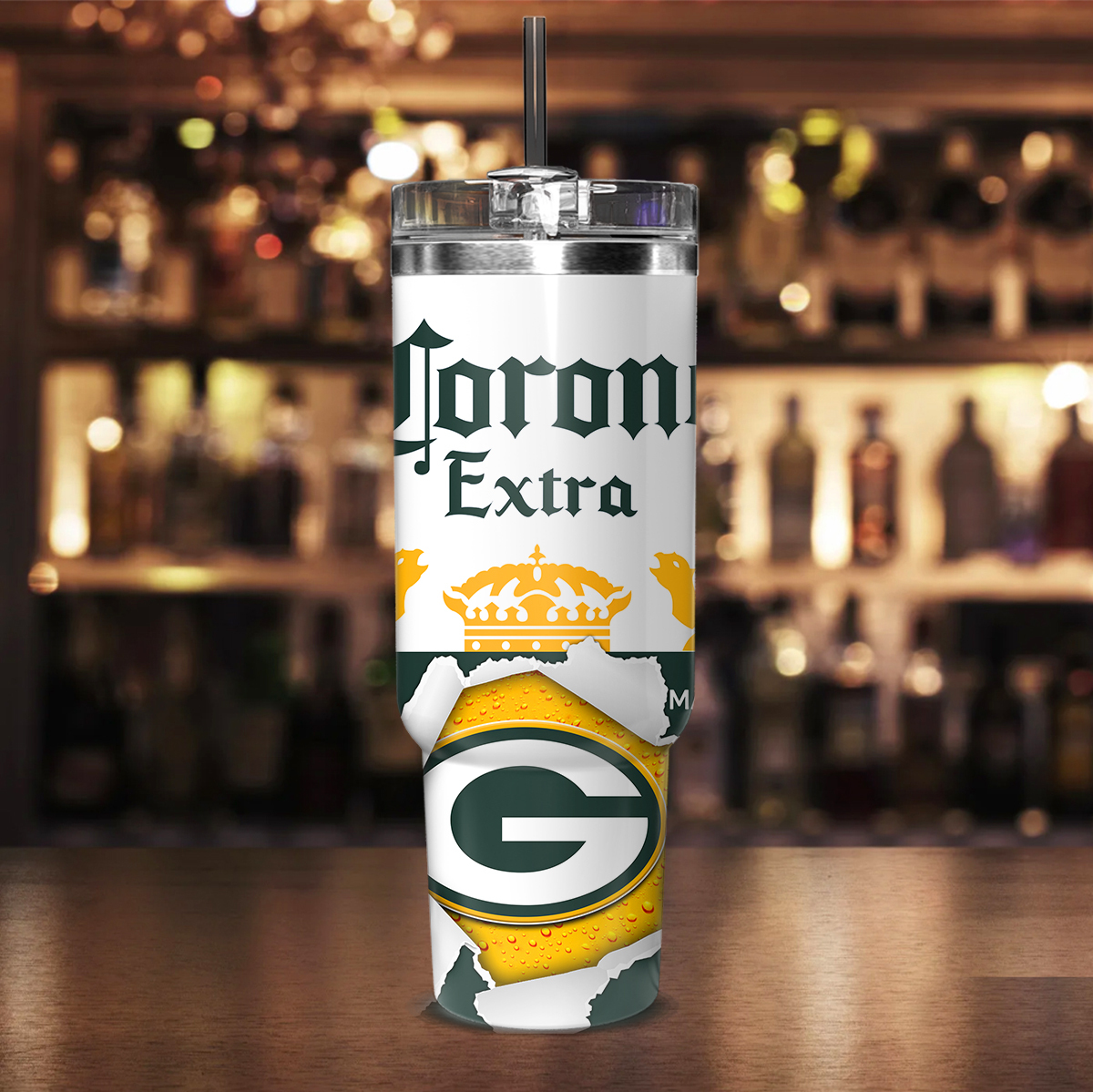 Green Bay Packers NFL Corona Extra Custom Stanley Cup 40 oz 30 oz Tumbler With HandleTVC230169 - Image 2