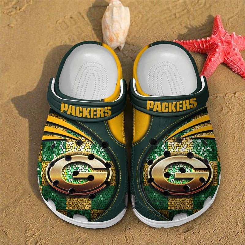 Green Bay Packers NFL Crocs Crocband Clogs Shoes Comfortable For Men Women and Kids