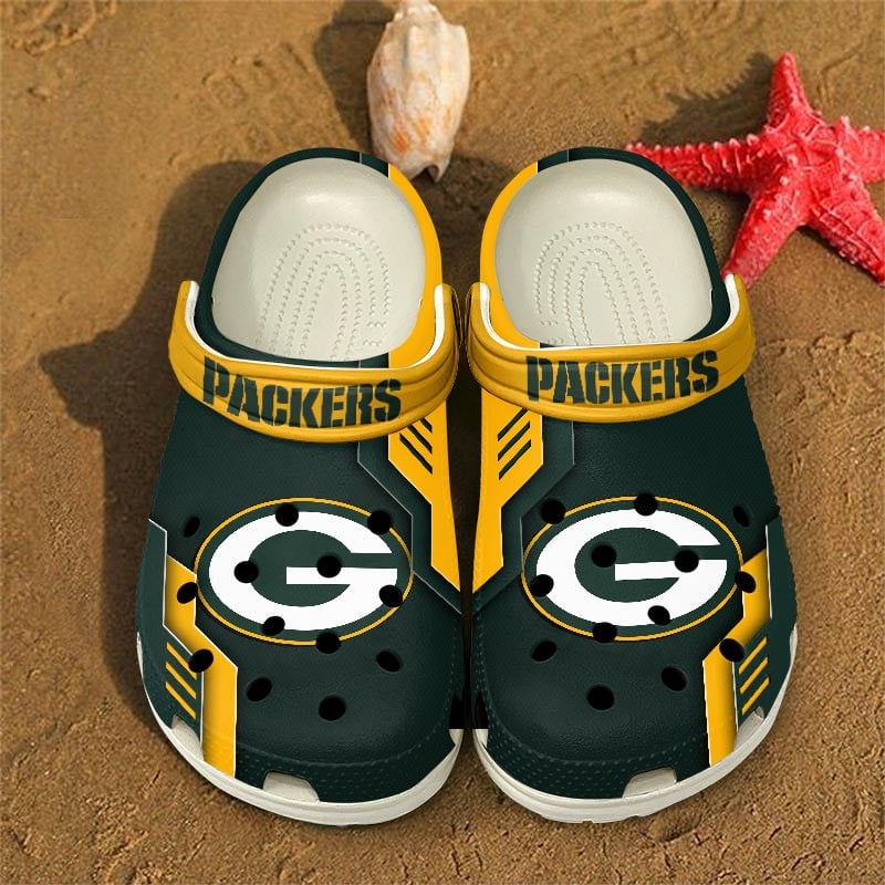 Green Bay Packers NFL Crocs Crocband Clogs Shoes Comfortable For Men Women and Kids