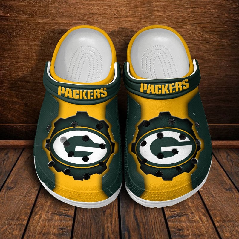 Green Bay Packers NFL Crocs Crocband Clogs Shoes Comfortable For Men Women and Kids