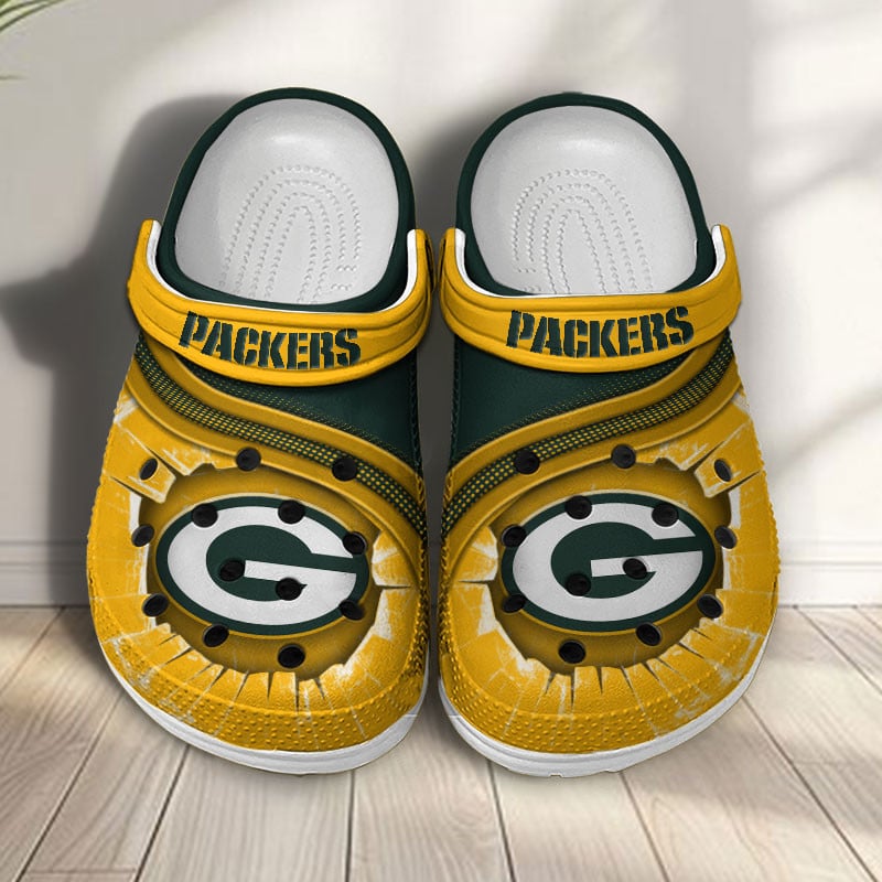 Green Bay Packers NFL Crocs Crocband Clogs Shoes Comfortable For Men Women and Kids