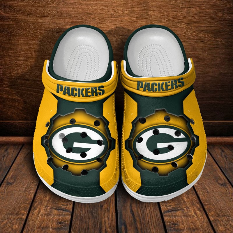 Green Bay Packers NFL Crocs Crocband Clogs Shoes Comfortable For Men Women and Kids