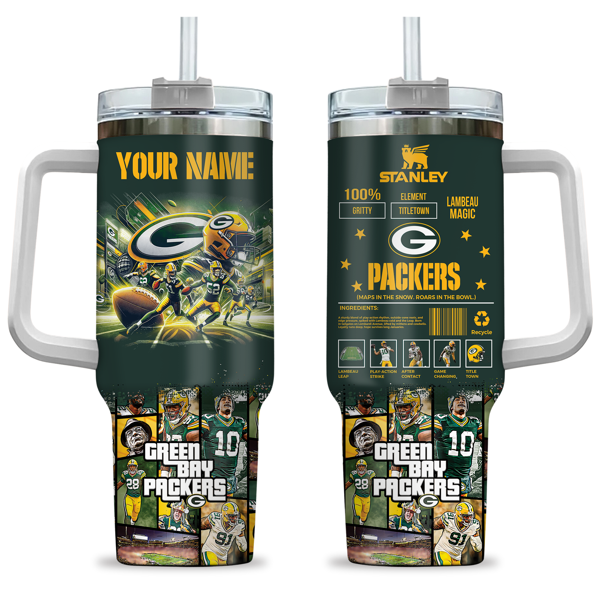Green Bay Packers NFL Custom Stanley Cup 40 oz 30 oz Tumbler With HandleTVC230198 - Image 2