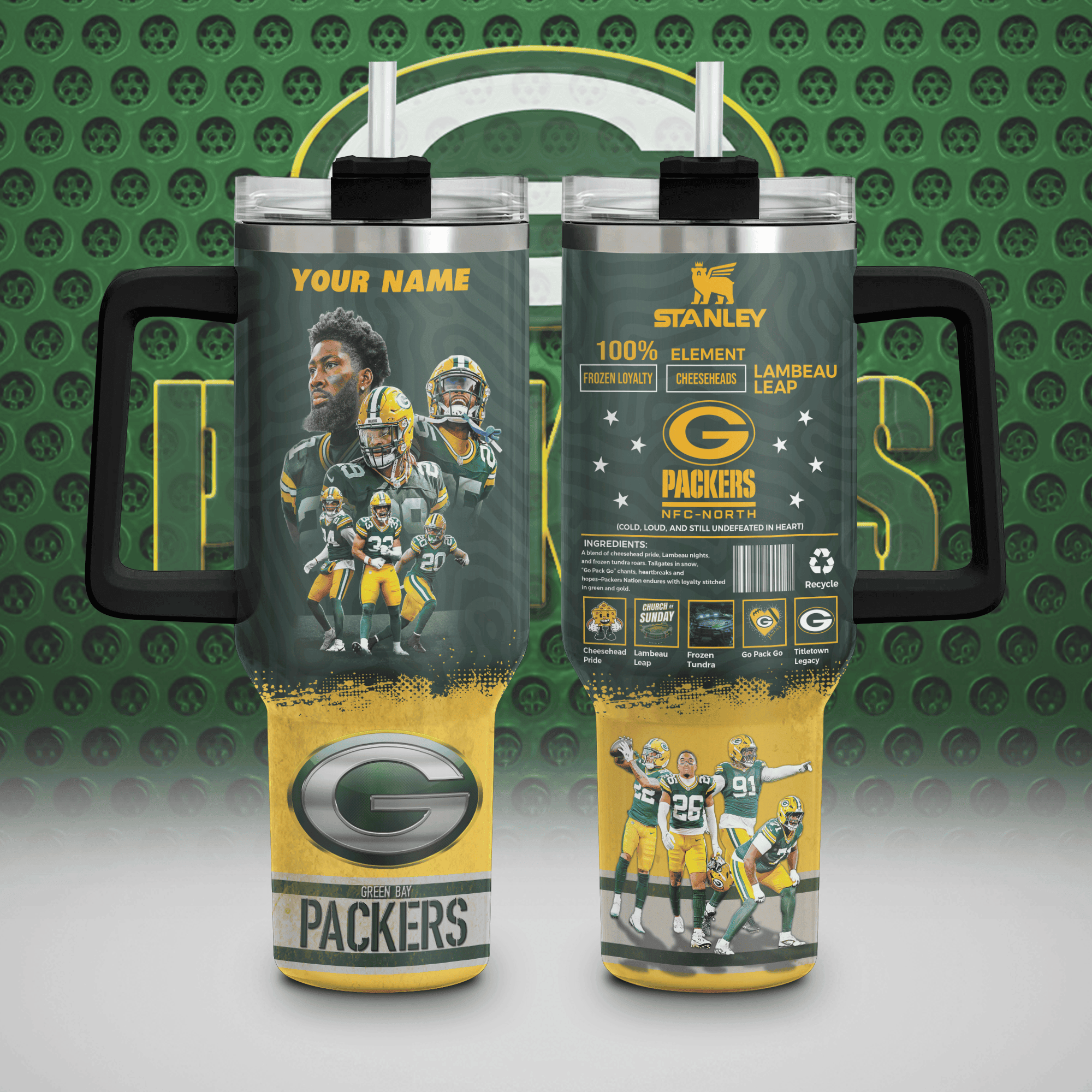 Green Bay Packers NFL Custom Stanley Cup 40 oz 30 oz Tumbler With HandleTVC230198
