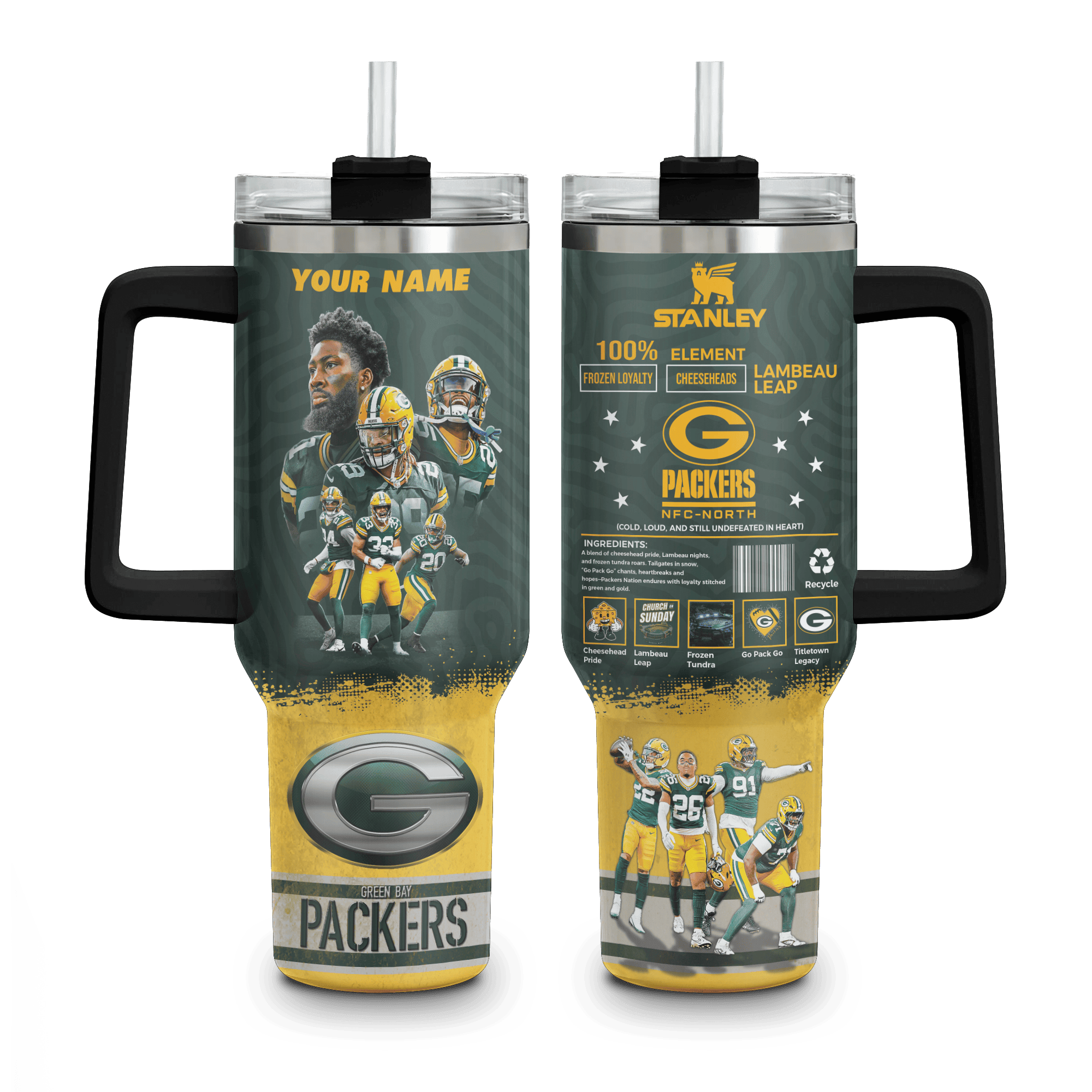 Green Bay Packers NFL Custom Stanley Cup 40 oz 30 oz Tumbler With HandleTVC230198 - Image 5