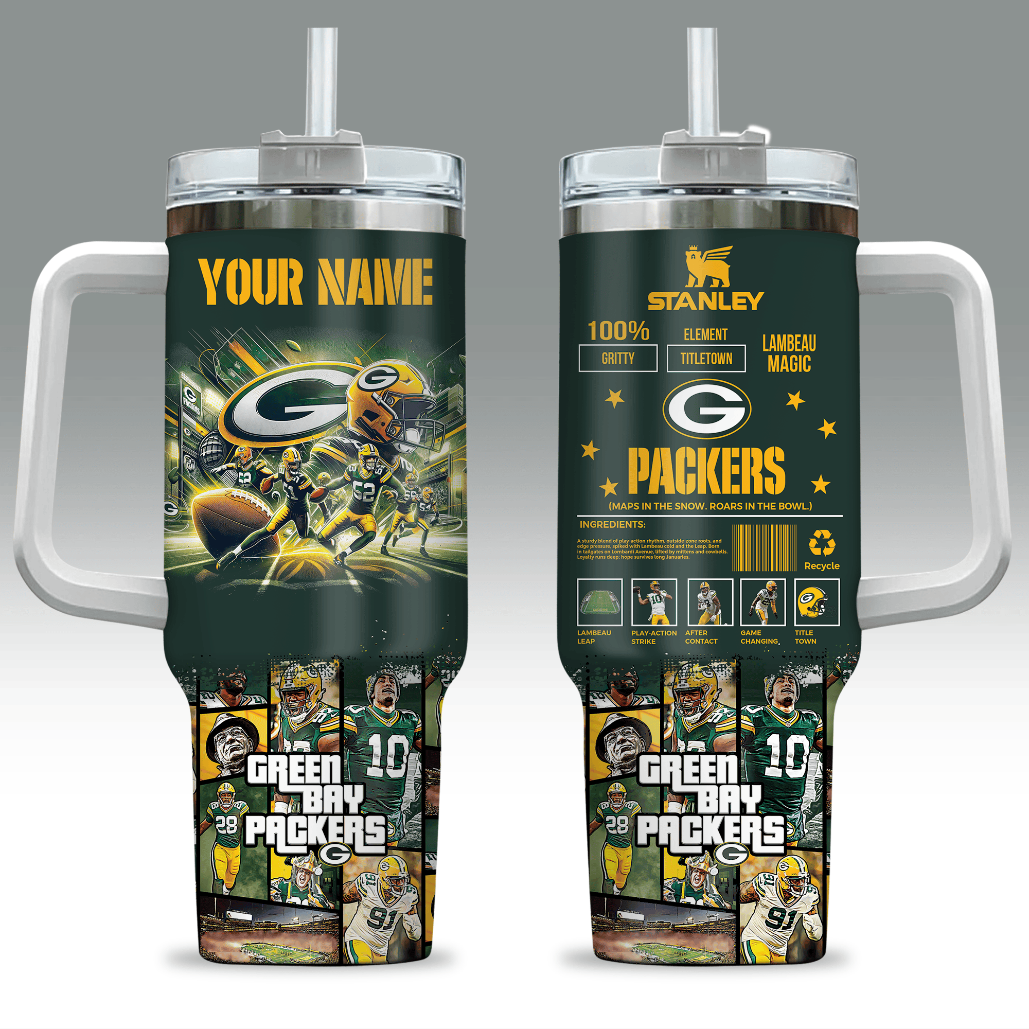 Green Bay Packers NFL Custom Stanley Cup 40 oz 30 oz Tumbler With HandleTVC230198