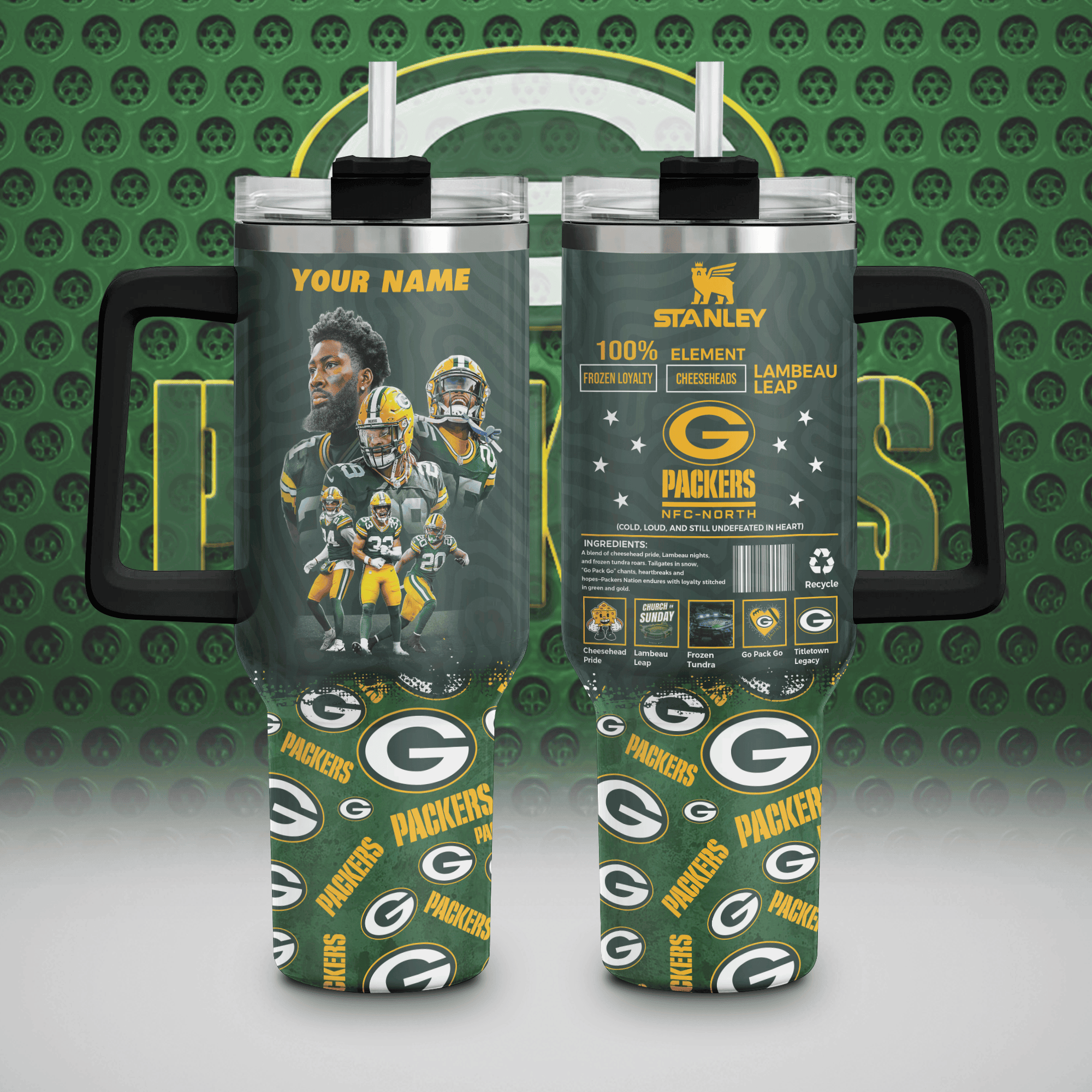 Green Bay Packers NFL Custom Stanley Cup 40 oz 30 oz Tumbler With HandleTVC230198