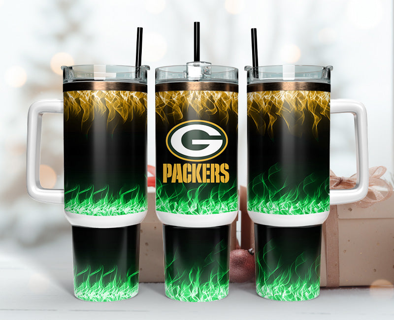 Green Bay Packers NFL Fire Effect Custom Stanley Cup 40 oz 30 oz Tumbler With HandleTVC2301140