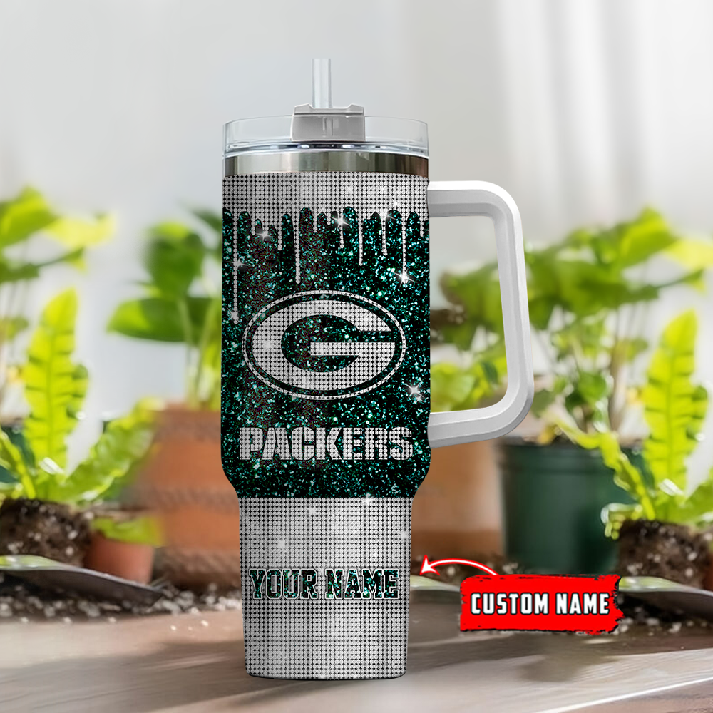Green Bay Packers NFL Glitter Custom Stanley Cup 40 oz 30 oz Tumbler With HandleTVC2301113 - Image 2