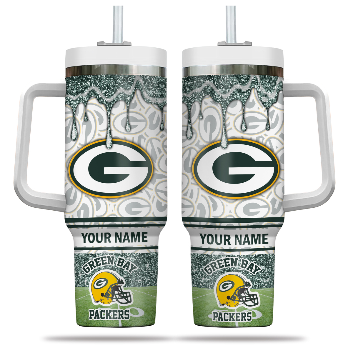 Green Bay Packers NFL Glitter Custom Stanley Cup 40 oz 30 oz Tumbler With HandleTVC230195 - Image 2